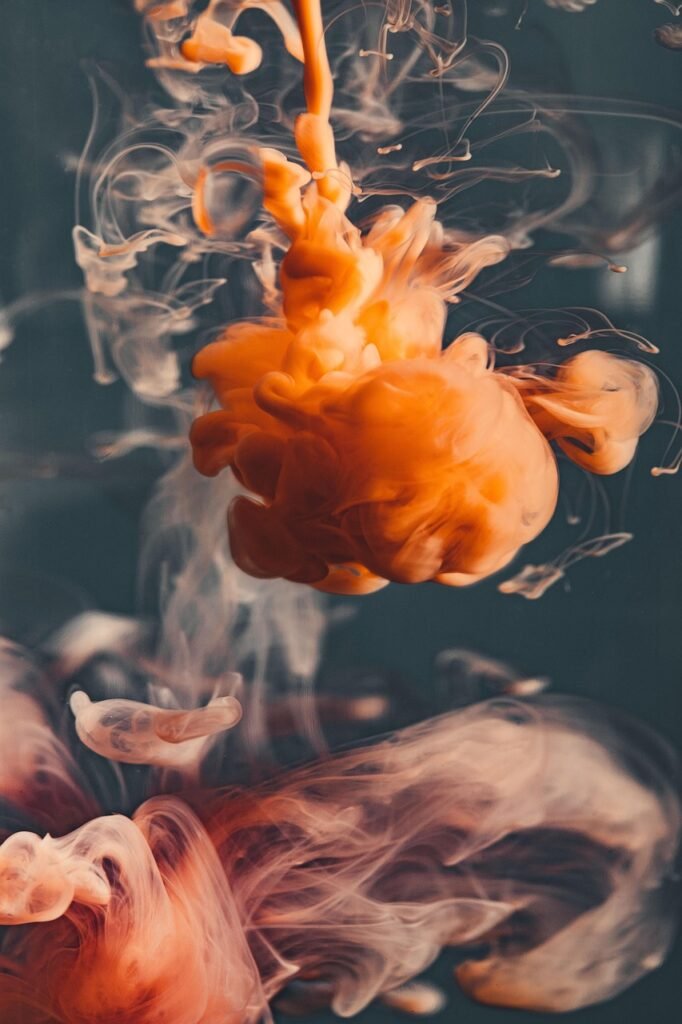 color, water, orange, smoke, flow, paint, paint in water, nature, color cloud